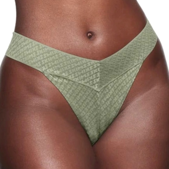 SKIMS Logo Mesh Thong Olive Green Size 4 X - Picture 5 of 5